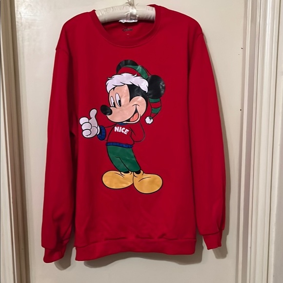 Disney Red Mickey Mouse Men's screen printed XL Christmas Sweatshirt NWT - Picture 1 of 5
